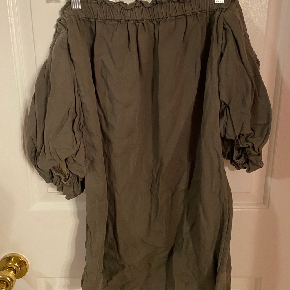 Green off the shoulder dress